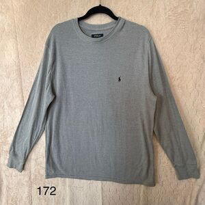 Polo Ralph Lauren Thermal Shirt Mens Sz XL Gray Long Sleeve Waffle Knit Crewneck